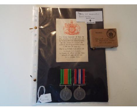 World War Two (WW2) campaign medals - Army Lieutenant 251152 John Guthrie Maxwell, Defence medal and War medal, served Royal 