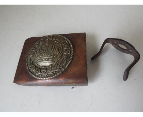 World War One (WW1) - an Imperial German army buckle badge 'Got Mit Uns' with buckle (badge detached)