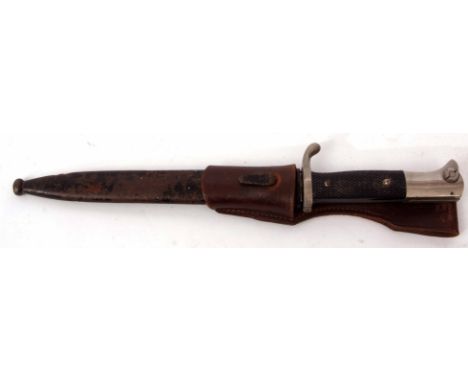 **German chrome finished knife bayonet, with fullered single edged blade, stamped to the ricasso, Garl Julius Krebs, Solingen