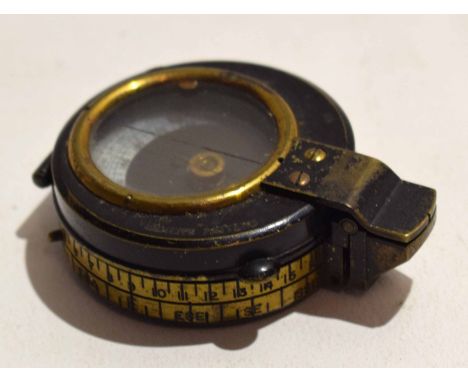 WWI period prismatic marching compass, E R Watts &amp; Sons London, 1915, No 8830 of typical form with hinged and glazed cove