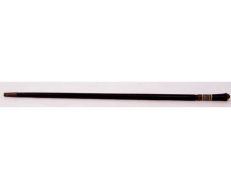 **Indian brass and horn mounted sword stick, the single edged blade stamped India to a bone horn and brass mounted handle wit