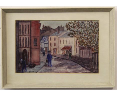 W Johnson, signed watercolour, Street Scene, 20 x 31cm, together with a further watercolour signed R H Fawkes (2)