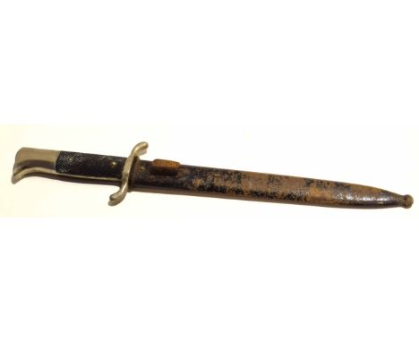 **Post-WWII German dress dagger with chrome finished and fullered single edged blade, stamped to the ricasso LE, to a shaped 