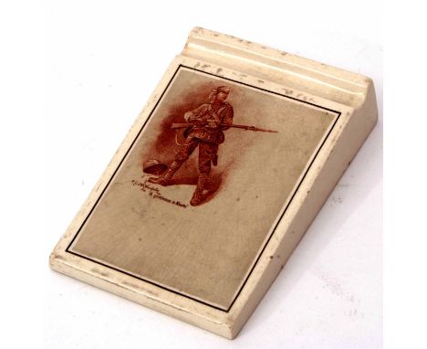 Late 19th/early 20th century pottery desk jotter, MacIntyre - Burslem, England, of wedge shaped rectangular form with pen res