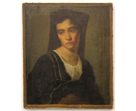 After The Old Master, oil on canvas, Portrait of a lady, 33 x 28cm, unframed