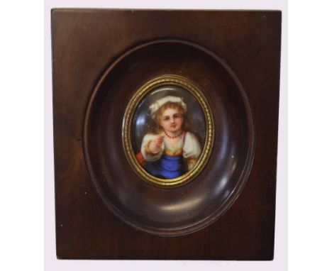 A Linger, signed 20th century portrait miniature of a lady, 8 x 6cm, together with two others
