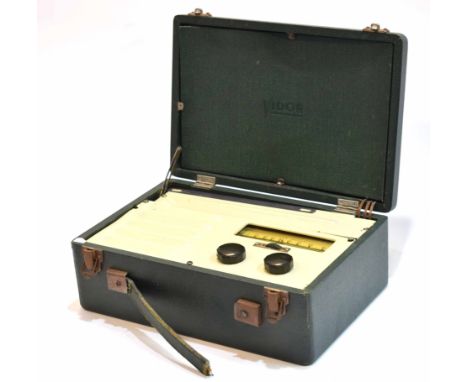 Mixed Lot: comprising two various portable radios, each of suitcase form, the first Vidor-England, the green case with hinged