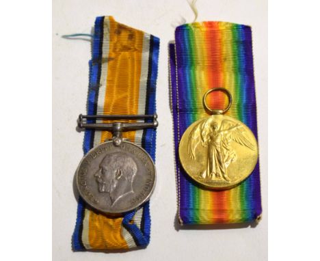 WWI pair comprising British War Medal and Victory Medal to R4-127837 Pte W R Ball ASC (2)