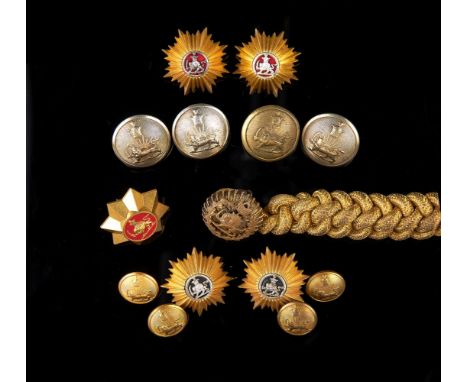 Small collection of Qajar and Pahlavi buttons and a gold epaulette [Iran and Stockholm, first half of twentieth century] a sm