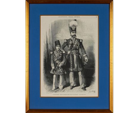Portraits of Nasser ad-Din Shah Qajar, engraving and chromolithograph prints on paper [Paris, 1860-1880] 2 sheets, comprising