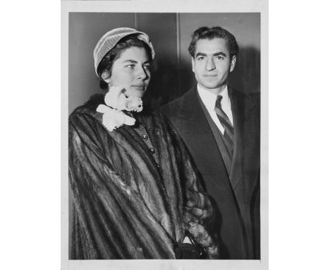 The Shah and Queen arrive at Idlewild, original press photograph taken by Sam Goldstein, by International News Photos and Man