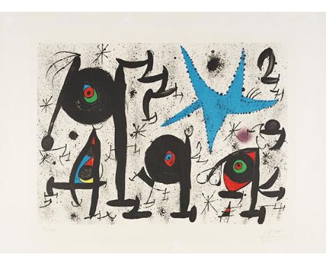 Joan Miró    Homenatge a Joan Prats. Orig.-Farblithographie. Signiert und numeriert. 1971. Auf festem Velin von Guarro (ohne 