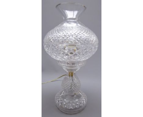 Waterford Crystal 'Alana' table lamp with hobnail cut baluster shade, H36cm 