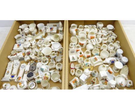 Quantity of crested ware including W.H. Goss and others, many relating to Scarborough and the surrounding areas, in two boxes