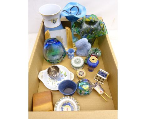 Royal Crown Derby 'The Greengrocer' &amp; 'Toy Drum' paperweights &amp; Imari wheelbarrow, Noritake potpourri vase, Caithness