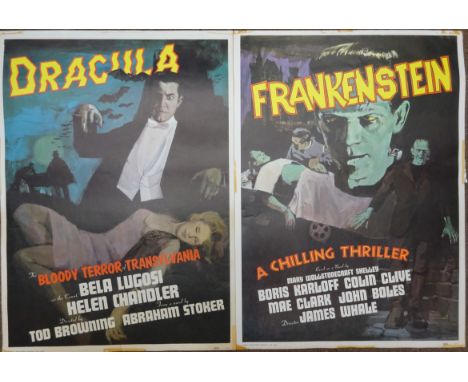 Frankenstein &amp; Dracula, two vintage film posters printed by Portal Publications, 73cm x 53cm (2)