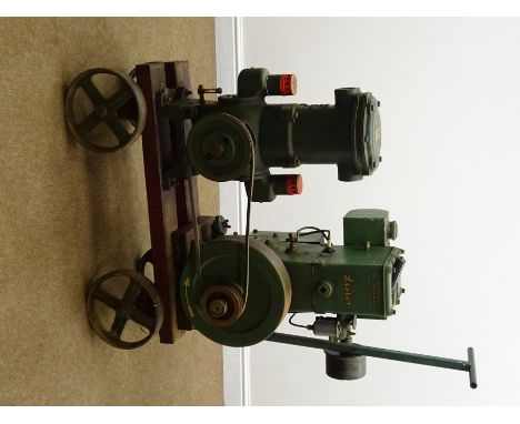 Lister 1-1062 stationary engine with Fullwood &amp; Bland Type M Mauns 350RPM Vacuum Pump, on metal trolley, L93cm