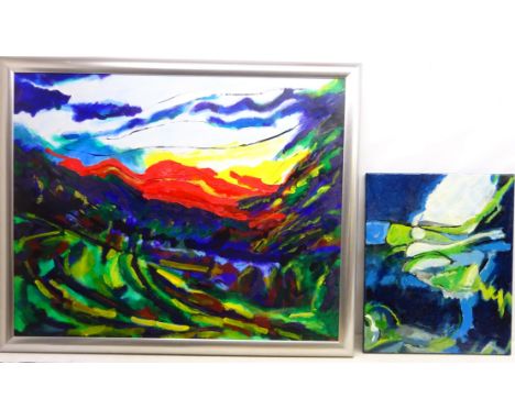 'Self portrait Looking for Frogs', oil on canvas signed and titled verso by Ronald Falck (British Contemporary 1938-2018) Exh