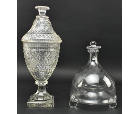 Two Victorian 19th century hand blown cut glass items. The lot to include a Victorian glass fly / wasp trap in the shape of a