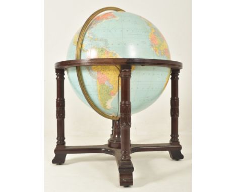 Replogle Globes, USA - Replogle 32 inch Library Globe - A large 20th century circa 1980s mahogany mounted 32" library floor l