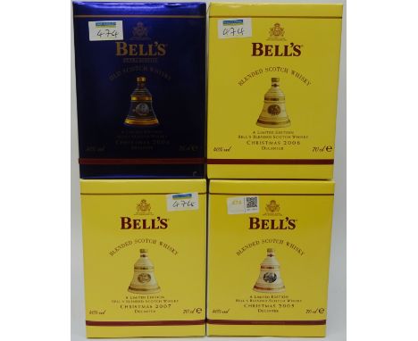 Bell's Ltd. Ed. Scotch Whisky Christmas Wade Decanters 2004-2007 boxed (4) Condition Report Click here for further images, co