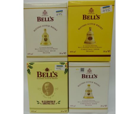 Bell's Ltd. Ed. Scotch Whisky Christmas Wade Decanters 2008-10 & 2012 boxed (4) Condition Report Click here for further image