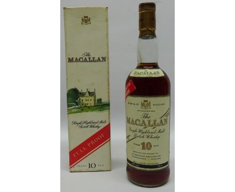 The Macallan Single Highland Malt Scotch Whisky 10 years old matured in sherrywood 57% vol with 100% proof red label 1 Bottle