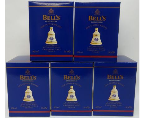 Bell's Ltd. Ed. Scotch Whisky Christmas Wade Decanters 2001 boxed & in carton (5) Condition Report Click here for further ima