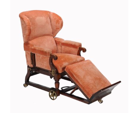 A Victorian mahogany and brass mounted metamorphic armchair, circa 1860  A Victorian mahogany and brass mounted metamorphic a