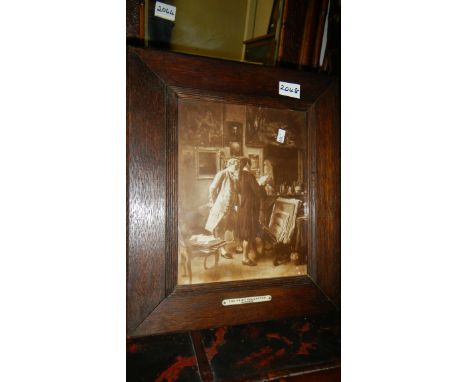 A Victorian oak framed and glazed print entitled 'The Print Collector', Meissonier.