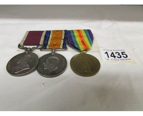 A bar of 3 1914-18 medals including long service, 22902 S.Sgt J H Bush, R. G. A. 1914-19.
