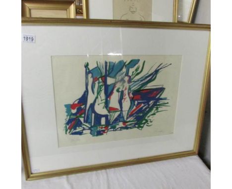 A Zlatko Prica (1916-2003) limited edition lithographic print 36/60 of abstract scene with figures, circa 1950, pencil signed