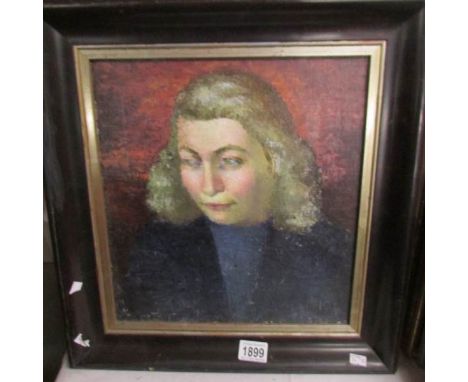 A 1960's British school oil on canvas portrait of a young lady.