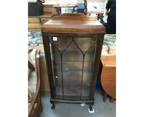 An astragal glazed display cabinet with pointed Gothic arch decoration