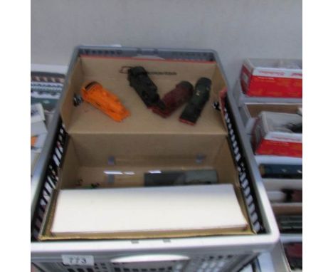 A box of '00' gauge engine bodies, trackside accessories etc.,
