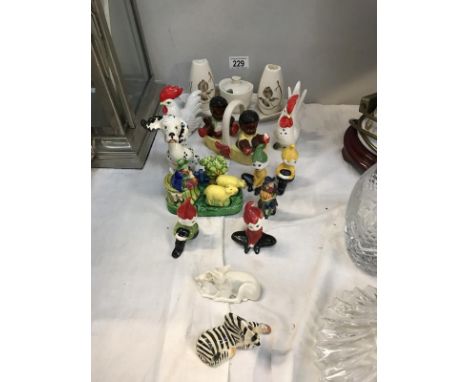 A vintage Beswick Dalmation cruet set &amp; pixie ornaments etc.