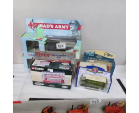 2 boxed Dad's Army vans of Jones the Butcher and Hodges the Grocer, A Corgi Sunderland tram, A Dinky silver jubilee atlantian