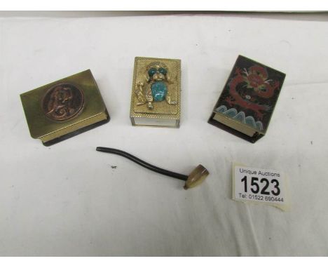 3 matchbox holders and a miniature pipe.