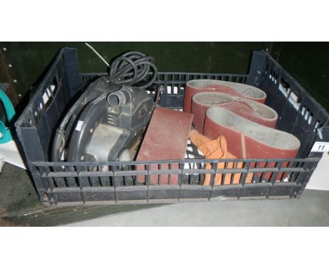 An Elu belt sander with belts, a Bridges drill &amp; Desoutter drill