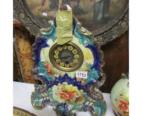 A ceramic mantel clock, a/f.