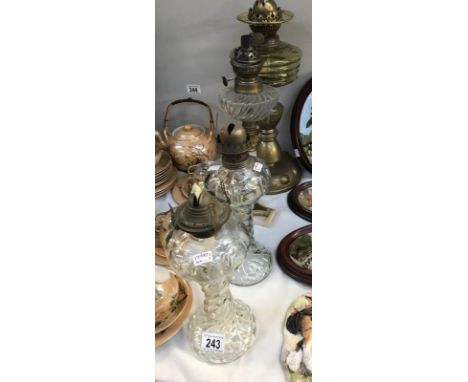 4 assorted oil lamps including peg lamp A/F