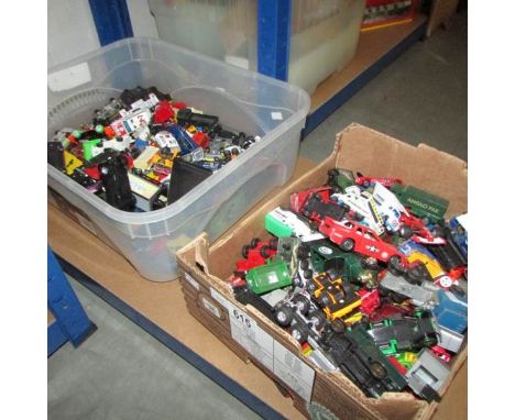 A collection of die cast toy vehicles including Corgi, Matchbox, Lesney, Oxford diecast etc (2 boxes).