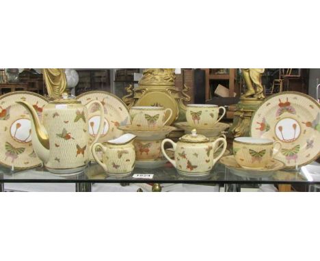 A Fine Japanese eggshell china coffee set comprising coffee pot, milk jug, sugar bowl, 6 plates, 5 cups and 5 saucers.