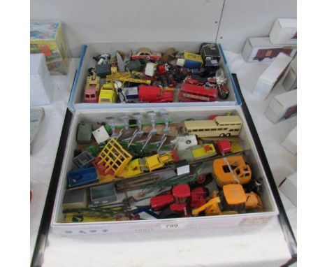 2 trays of unboxed die cast including Lesney, Corgi, Britain's etc.,