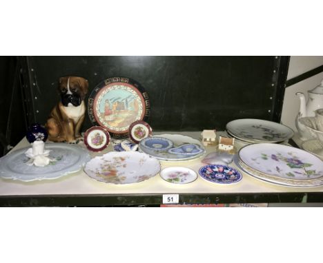 A quantity of various chinaware including Noritake vases A/F, Wedgwood limoges &amp; Delft etc. (1 shelf)