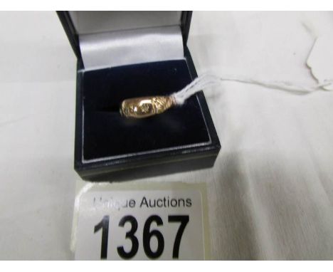 An antique 15ct gold ring (stamped) set with 5 diamonds, size K.