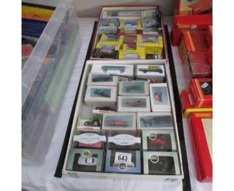 2 trays of 1.76 scale die cast models including Corgi, Oxford Diecast, Classix etc.,