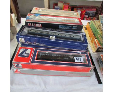 12 boxed Lima tankers, carriages, goods wagons etc.,