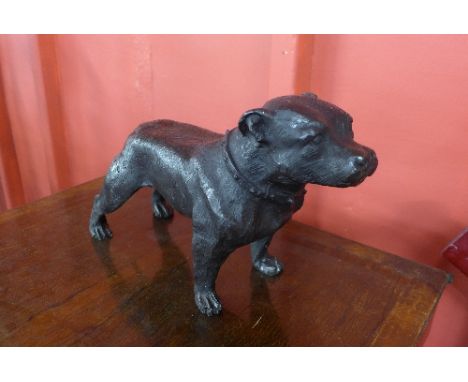 A bronze Staffordshire bull terrier