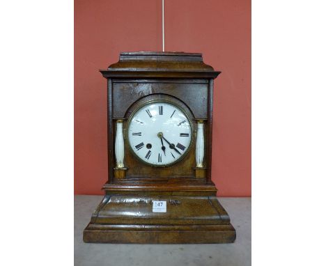 A 19th Century German walnut bracket clock, the movement signed J. Kleiser